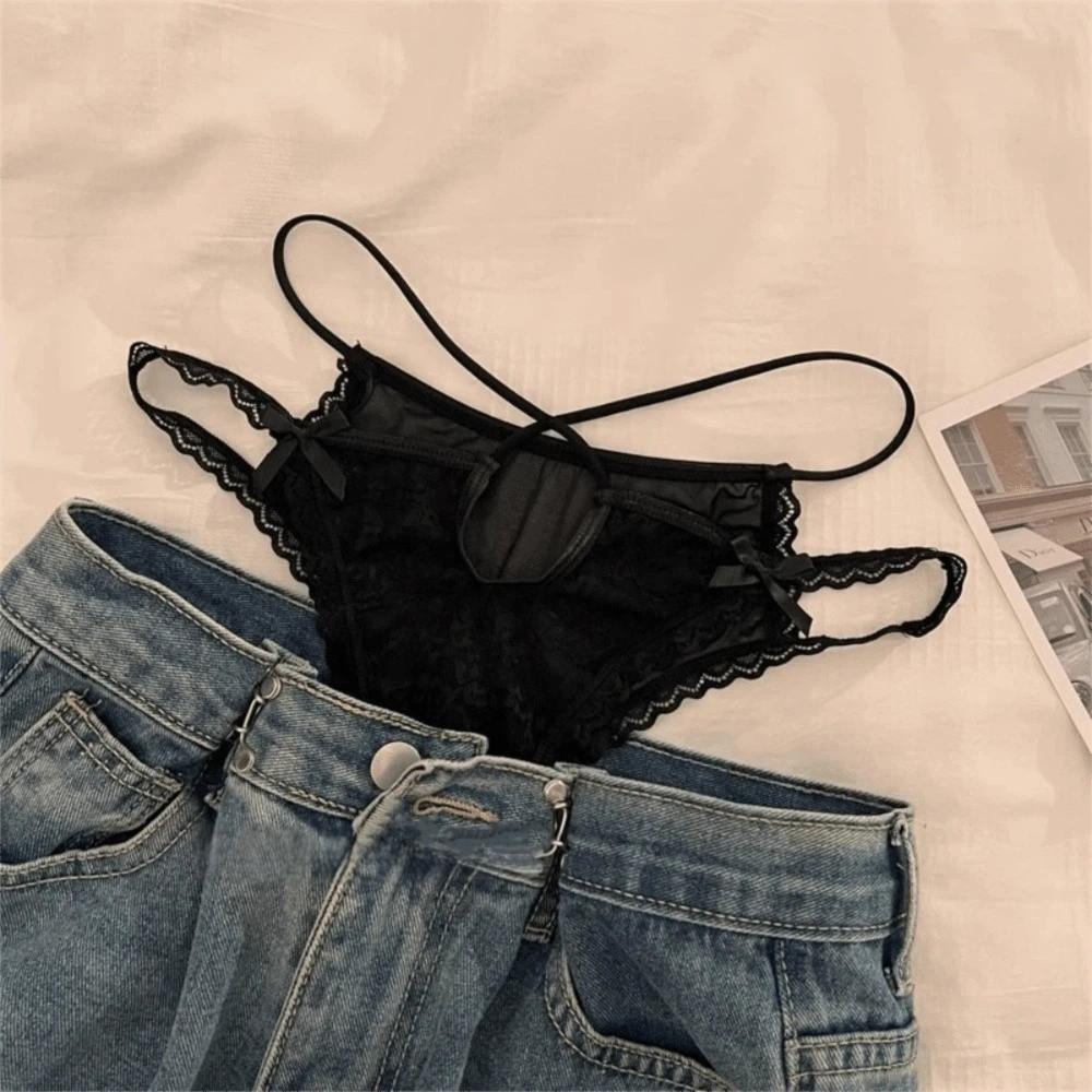 Transparent French Style Briefs Low Waist Lace Mesh Briefs Patchwork Lace Flower Panties Gifts