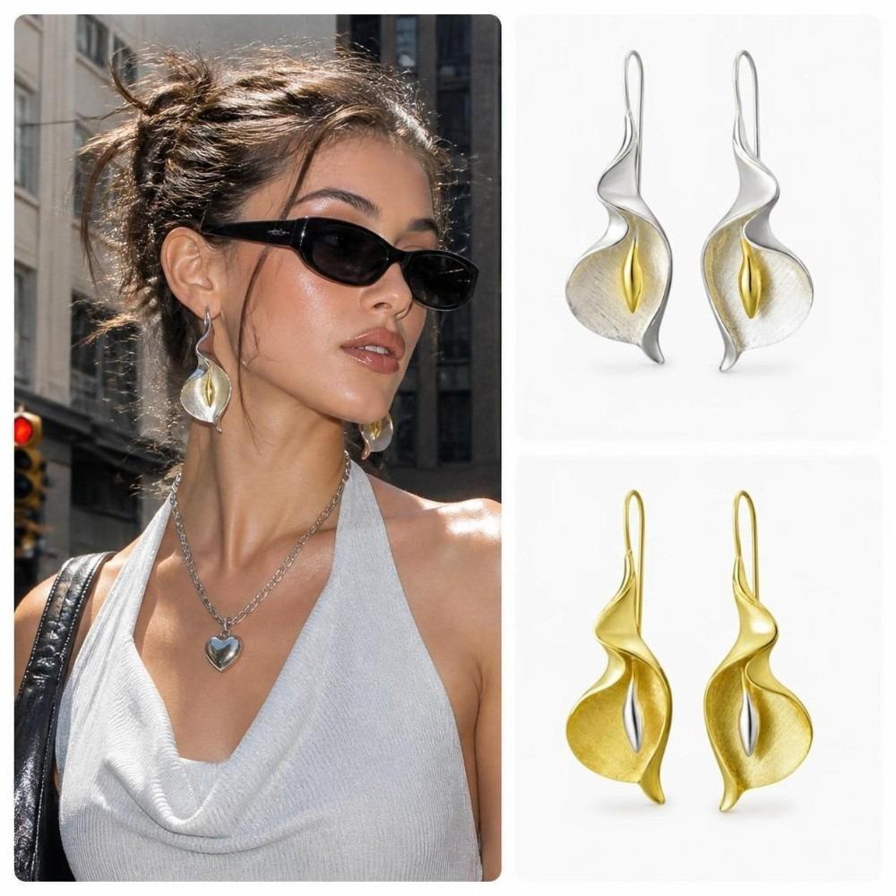 Gold Silver Drop Earrings Lightweight Calla Lily Earrings Fashion Floral Dangle Earrings Women