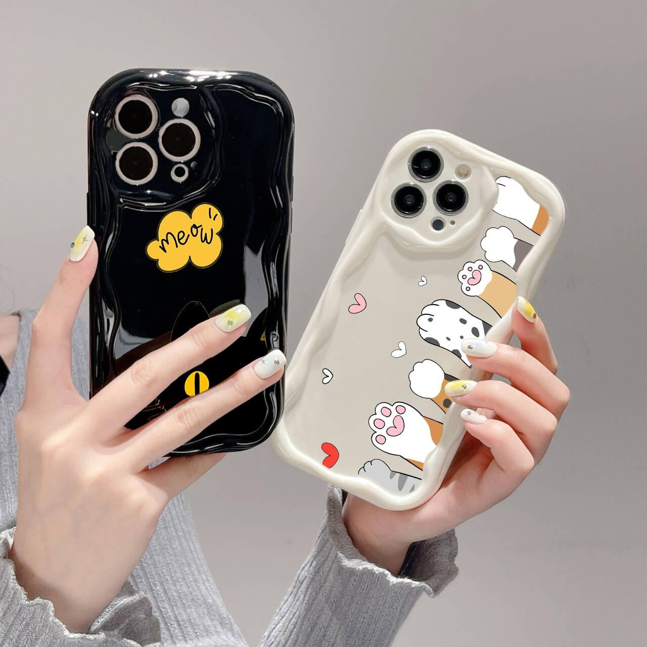 LZ9 мультяшный кот милый художественный дизайн прозрачные мягкие волнистые чехлы — фото 3