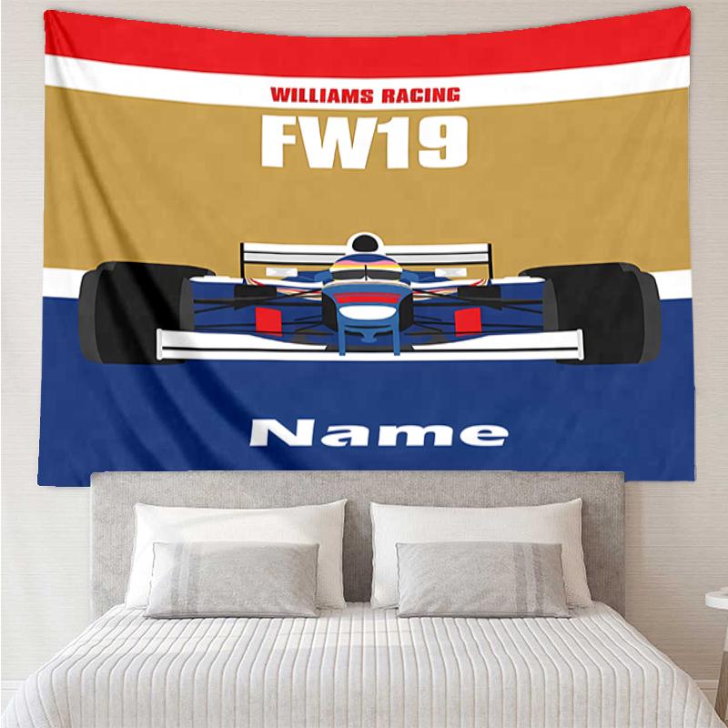 Custom Name Racing Print Tapestry, Backdrop, Easy Setup, Ideal for Bedroom, Office & Living Room, with Aesthetic Wall Hanging Decor.