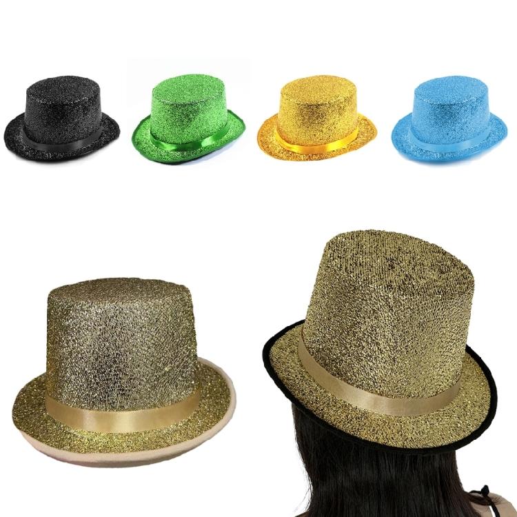 Magician Hat Wide Brim Fedora Hat Stage Top Hat Short Brim Flickering Glitter