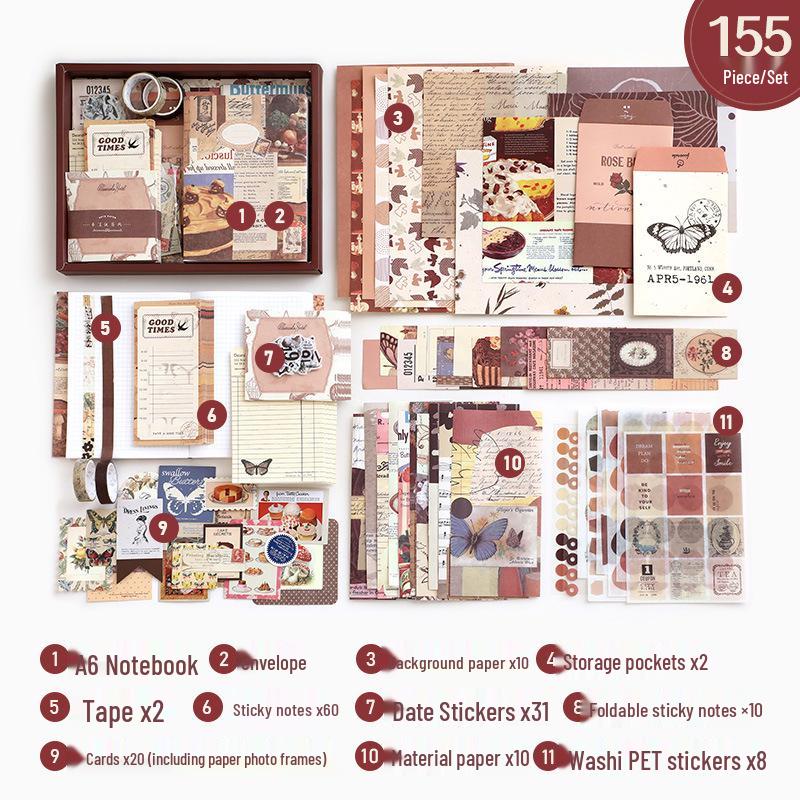 Retro Literarischer Stil Journal Geschenkbox Set: Europäische & Amerikanische Ölmalerei Design Notizbücher