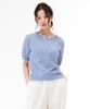 CHASECULT Women'S Crew Neck Contrast Tip Sweater - Sky Blue