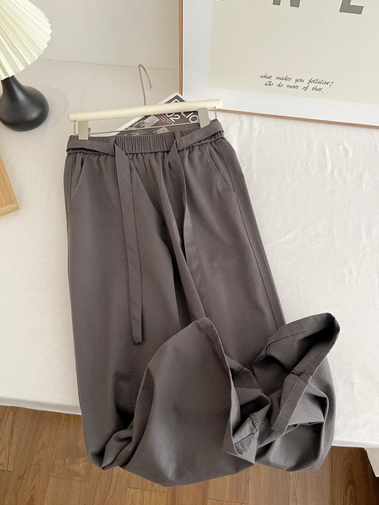 

Women s French-Style High-Waisted Wide-Leg Banana Pants - Spring/Summer Casual Slimming Design Large сірий колір