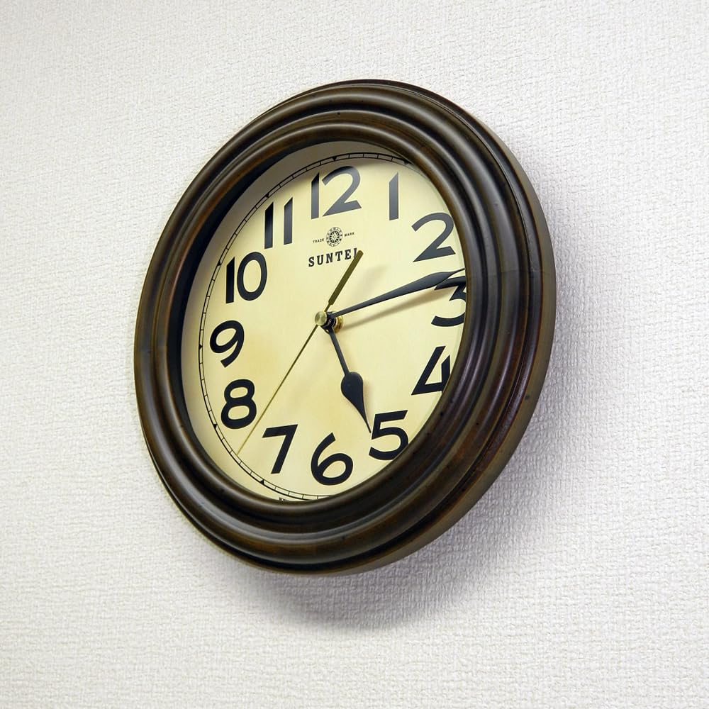Santell Made In Japan TRDE-MARK Retro Radio-Controlled Clock with Stand, Antique Brown, DQL668