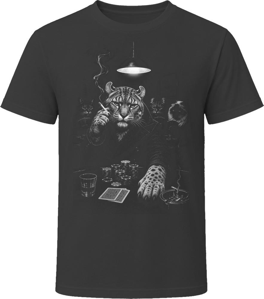 Highlander Cat Playing Cards Midnight Poker Game T-Shirt