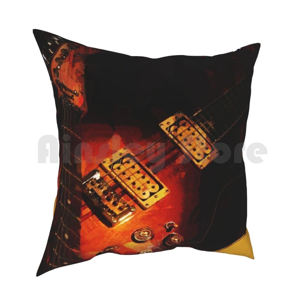 Guitar Group Pillow Case Printed Home Soft Throw Pillow Guitar Music Types Electric And Roll