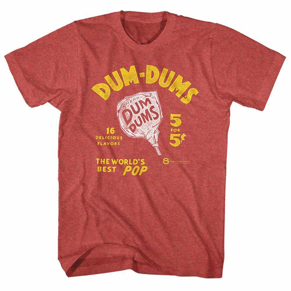Dum Dums World s Best Pop Red Heather Adult T-Shirt Mens Womens Tees Top L