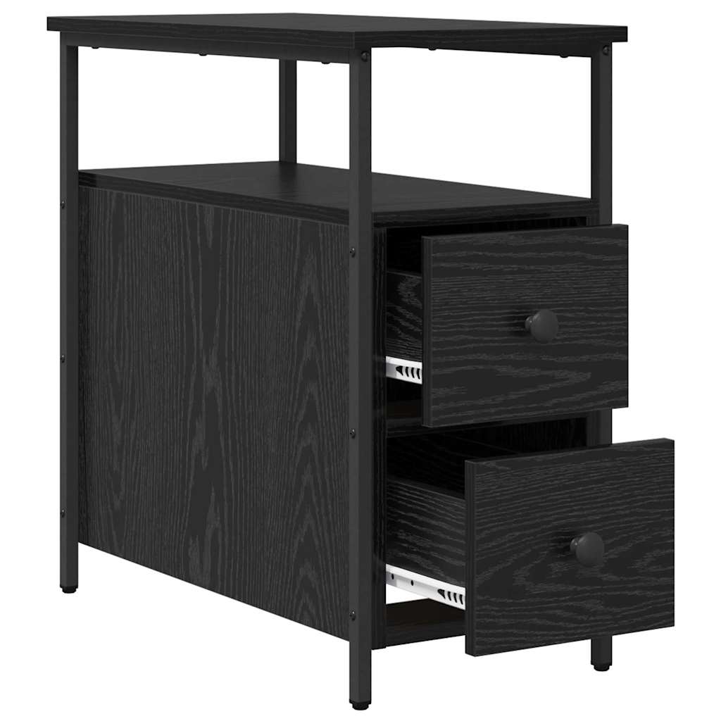 Nightstand Set of 2 Black Oak Effect 30 X 60 X 60 Cm