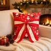 Bow Design Christmas Pillow Cover Snowflake Xmas Tree Pillowslip Sofa Pillow Cover  Holiday Cushion
