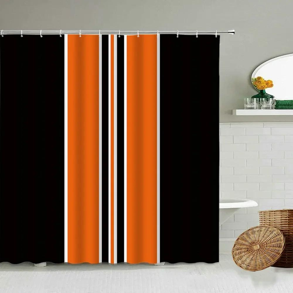 Modern Geometric Pattern Printing Waterproof Shower Curtain Black Gray Blue Creative Design Bathroom With Hook Screen Washable