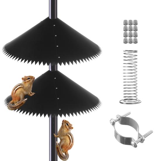 Squirrel Baffle for Birds Feeder Pole 19-inch Squirrel Barrier with Spiked Edges Outside Pole Mount Stopper Protects Feeders from Squirrels