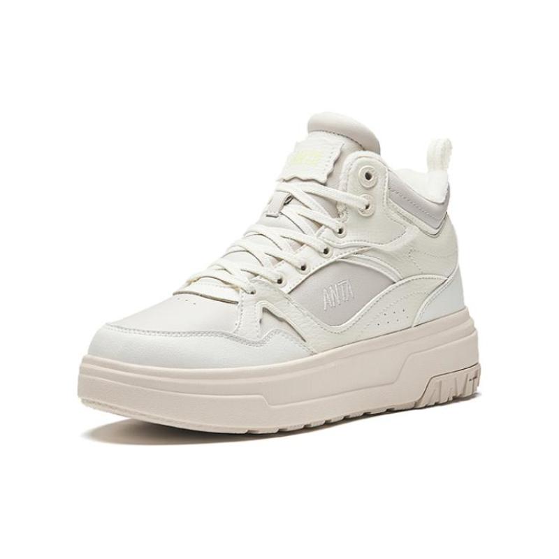 Anta Slip Resistant Abrasion Resistant High top Skateboard Shoes Women's White Sneakers 922348902-1