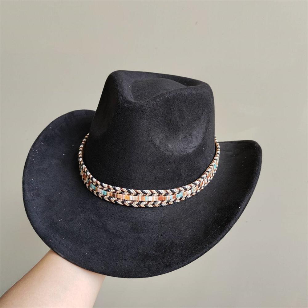 New Blue Suede Hat 7.5Cm Western Cowboy Women'S Fedora Hat Men'S Church Jazz Hat Fashion Travel Party Hat Denim Hat