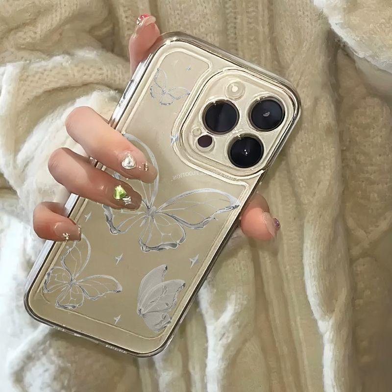 Etui na telefon z motywem motyla w kształcie linii do telefonu Apple - silikonowe, przezroczyste etui z TPU, urocze etui na iPhone'a 15 14 13 12 11 Xs XsMax Pro Max Plus