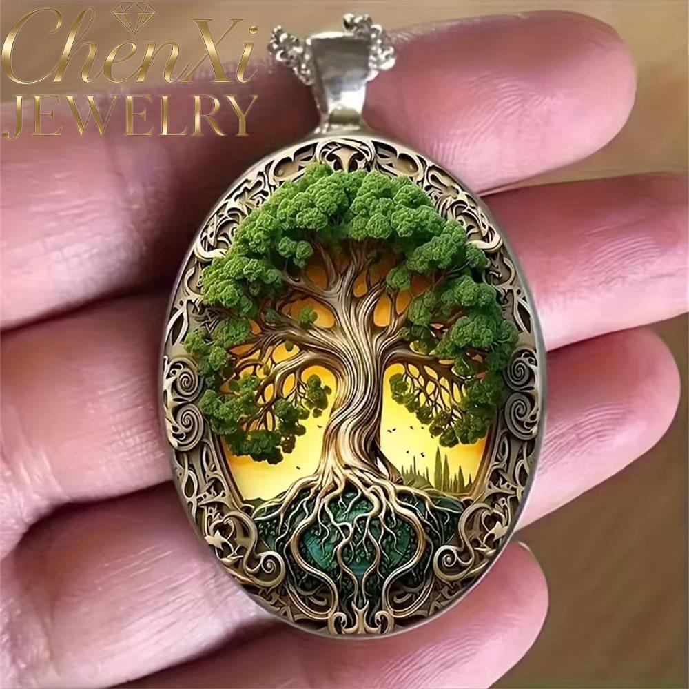 High-End Bohemian Style Large Tree Oval Glass Alloy Pendant Luxury Quality Fashion Fine Jewelry Exquisite Elegant Charms Popular