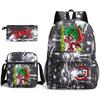 Demon Slayer Anime Print School Backpack Set 3Pcs Include Backpack Shoulder Bag Pencil Case for Boys Girls Students
