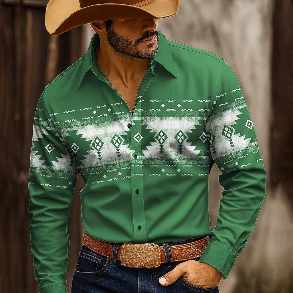 Men's Geometric Aztec Ethnic Shirt Fashion 3D Printed Shirt Button Up Shirt Casual Long Sleeve Shirt Street Blouse for Mens