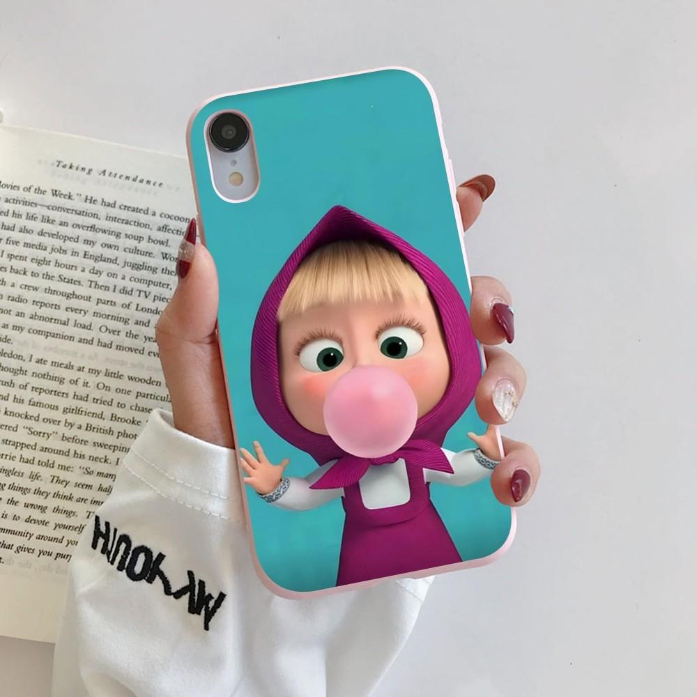 

Girl And The Bear Phone Case for iPhone 14 11 12 13 Mini Pro Xs Max 8 7 6 6S Plus X XR Solid Candy Color Case iphone Xs Max