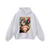 Mens Oversized Hoodie With Japanese Hip-Hop Cartoon Print Vintage Streetwear Cotton Sweatshirt Loose Fit Long Sleeve