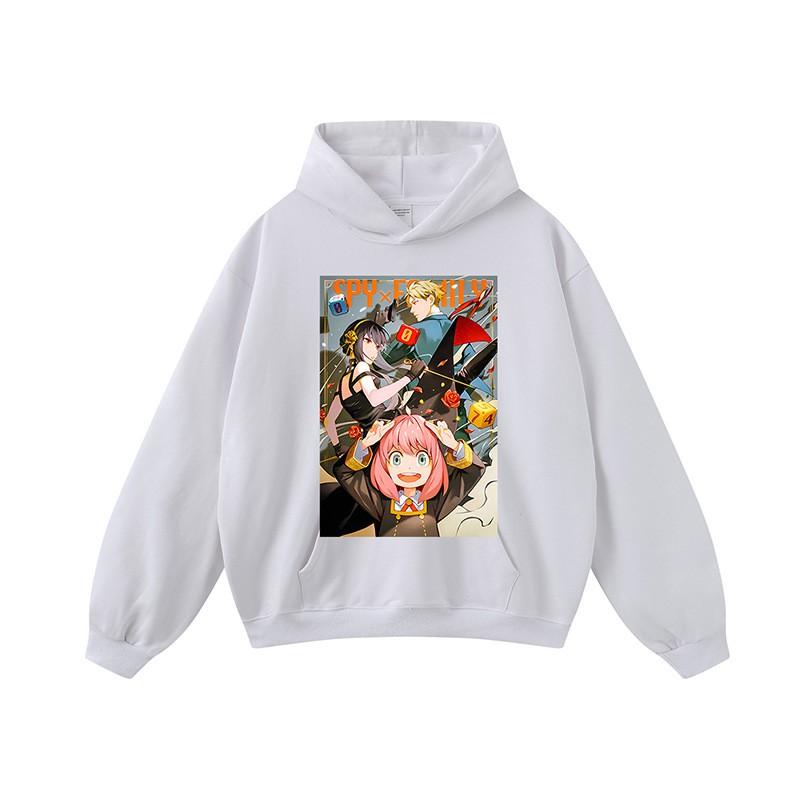 Mens Oversized Hoodie With Japanese Hip-Hop Cartoon Print Vintage Streetwear Cotton Sweatshirt Loose Fit Long Sleeve