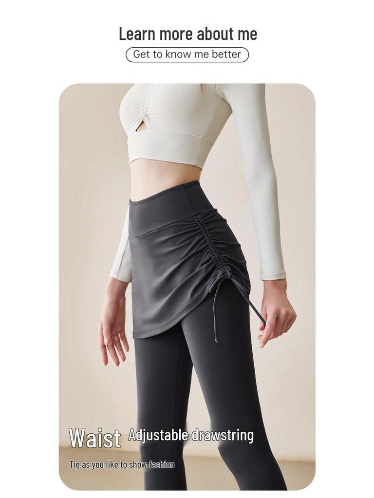 Women's Plus Size 2025 Shark Pants: Fake Two-Piece Long Sports Pants with Velvet Thickening – Perfect for Autumn/Winter Yoga and Fitness Skirt Style.