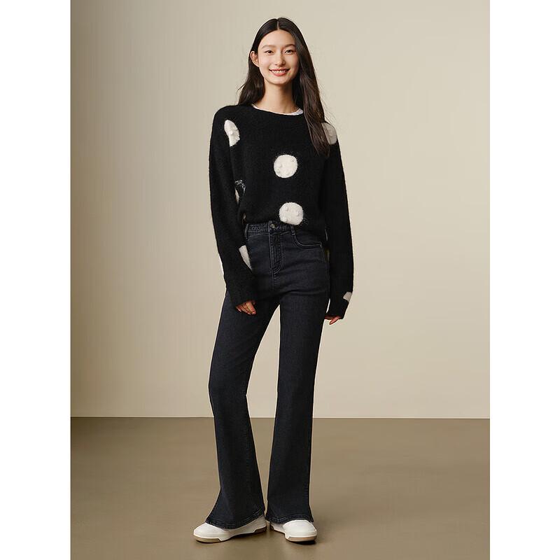 JUZI ANNACO Women's Slim Fit Flared Soft Denim Jeans