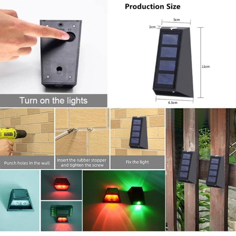 Decoration Solar wall lamp Led solar lights RGB Color Changing Waterproof Wall Lamp Solar Lighting For Walkway Fence Stairs