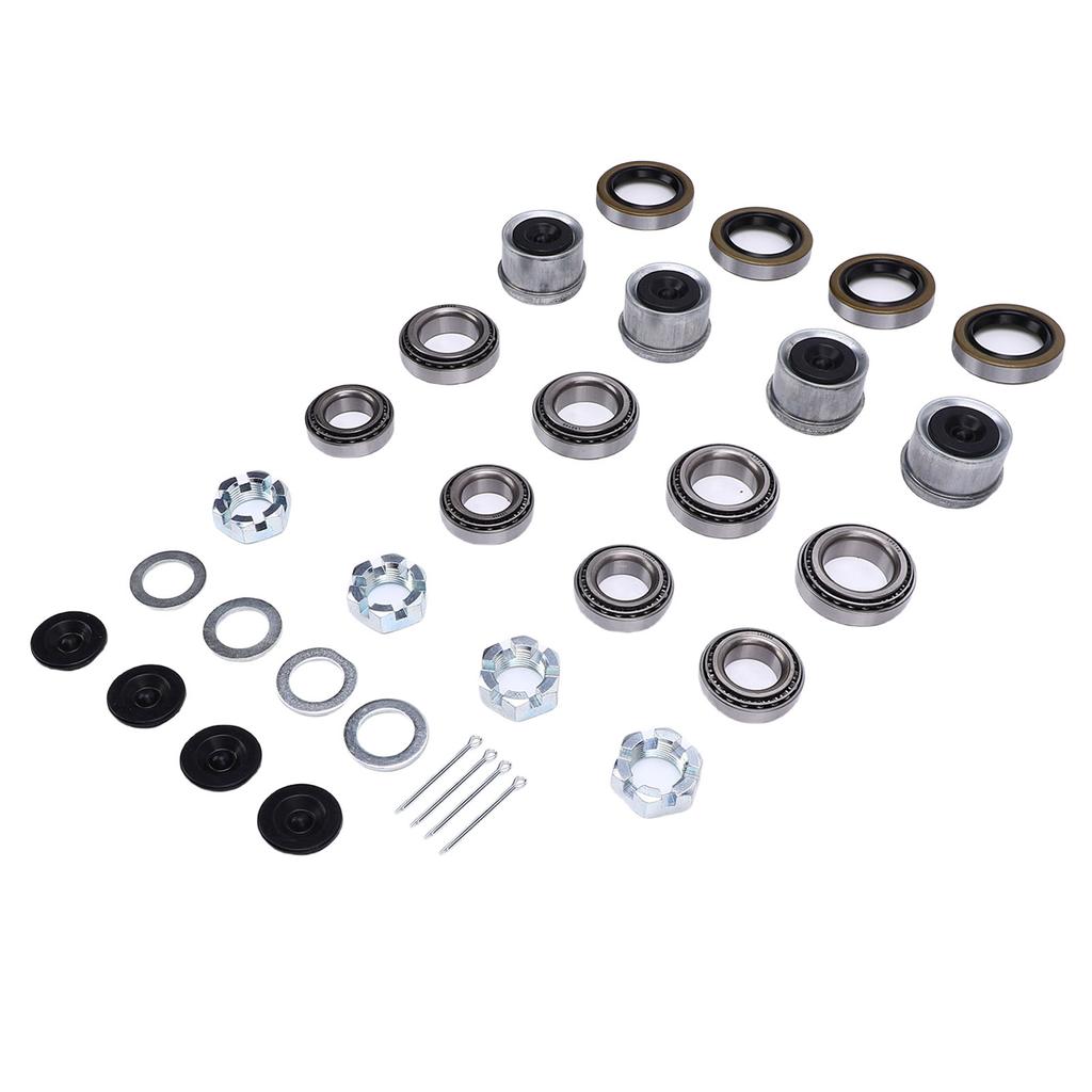 4 Sets 3500 LB Boat Trailer Axle Bearing Kits L68149 Grease Seals Spindle Nuts 1.98in Dust Covers Rubber Plugs Cotter