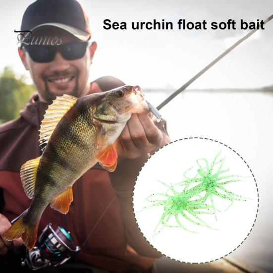 2Pcs 6.88CM/1.7G Soft Sea Urchin Lure with Swimming Skirts Colorful Artificial Bait Saltwater Freshwater Bass Walleye Trout Fishing Accessories