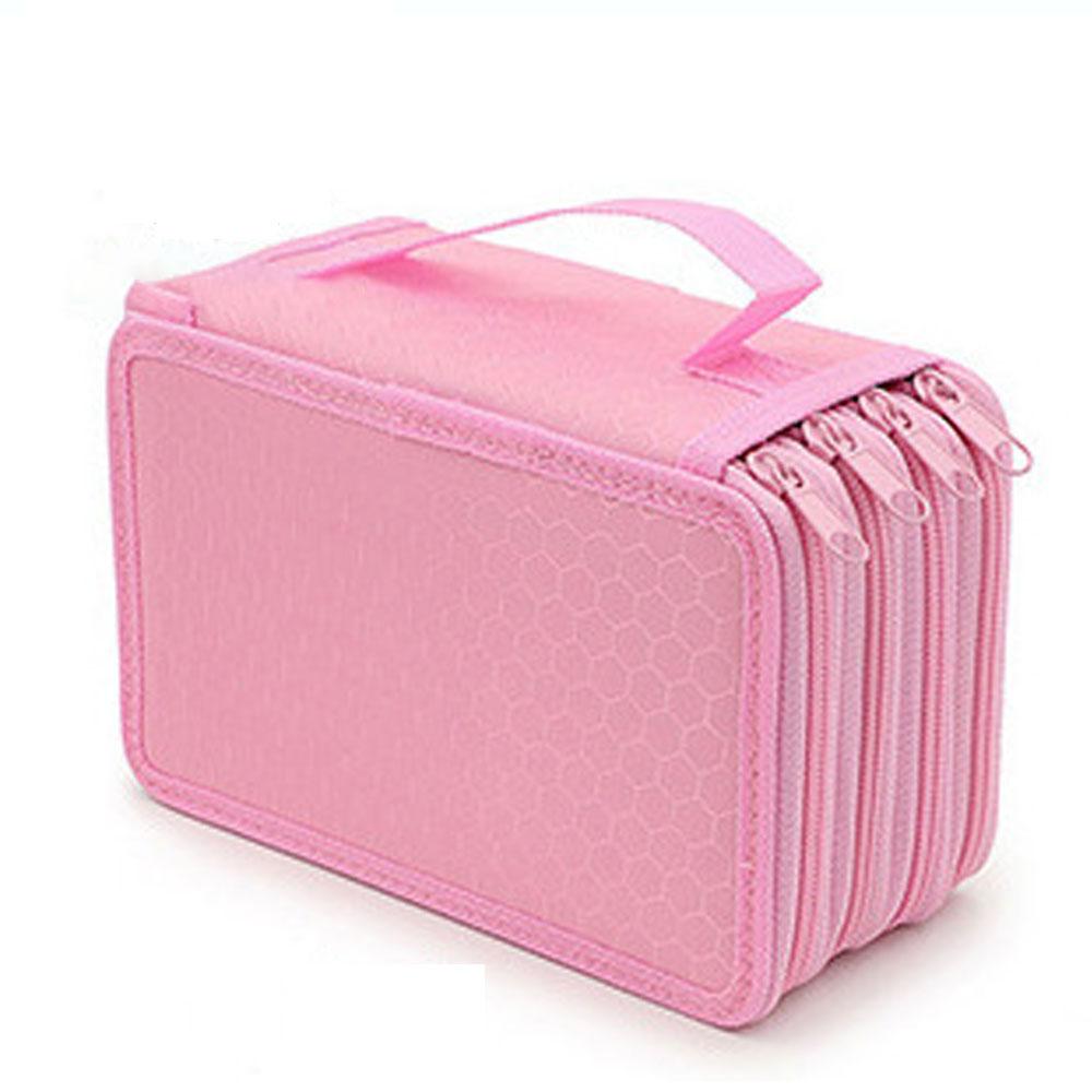 

Цветная четырехслойная сумка для ручек, сплошной цвет, квадратный эскиз, цветная коробка для канцелярских принадлежностей, пенал с 72 отверстиями розовый