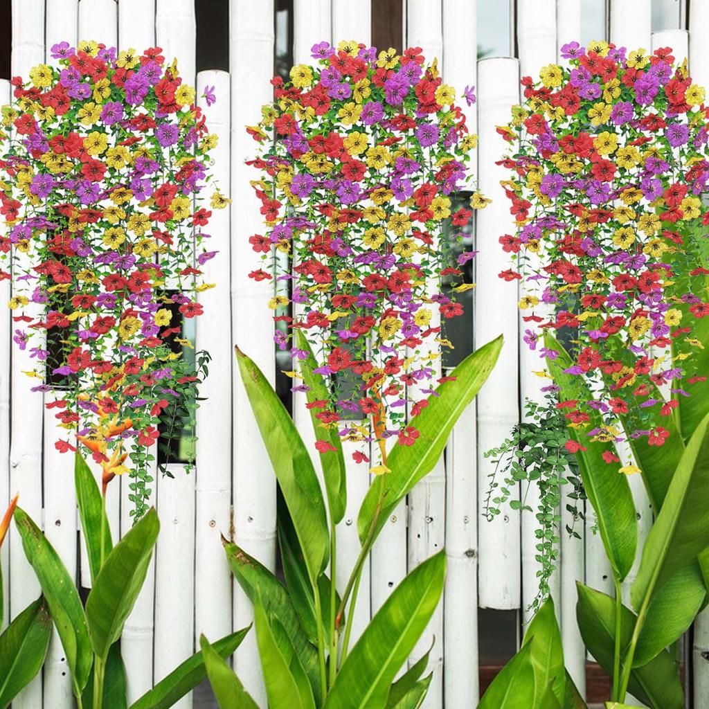 Garden Decoration Accessories Artificial Hanging Flower Faux Silk Orchid Colorful Flowers Outside Garden Porch Decorative