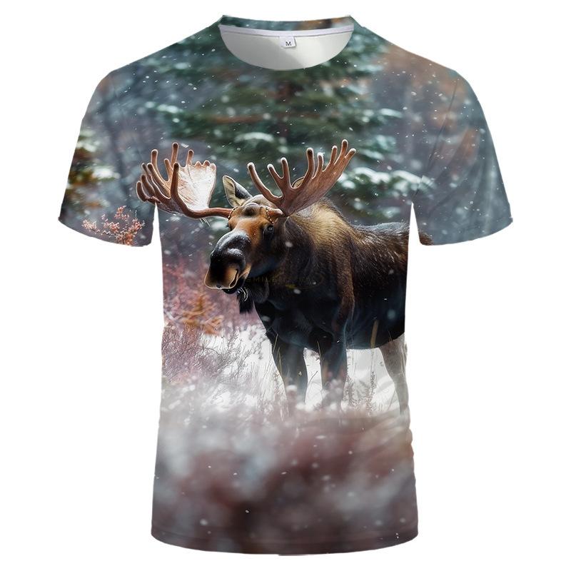 

Summer Round Neck 3D Animal Pattern Print Top Outdoor Jungle Camouflage Clothing Fashionable Casual Short Sleeved Men s T-shirts XS