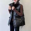 Donna Autunno Inverno Soild Colore brillante Addensare Capispalla Cotone imbottito Colletto alla coreana Senza maniche Giacca calda Cappotto Gilet