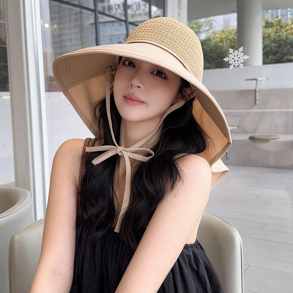 Foldable Sun Protection Hats Elegance Wide Brim Sunhat Summer Fisherman Cap  For Ladies Girl
