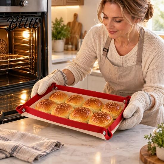 Convertible Grill Pan Mat Silicone Baking with Corner Clips Reusable Pastry Rolling Dishwasher Safe Roasting Mat Kitchen Countertop Protector