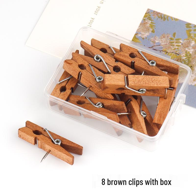 Creative Wooden Push Pin Clips for Felt, Cork Boards, Photo Walls, Message and Bulletin Boards - Perfect for Fixing Photos and Notes.