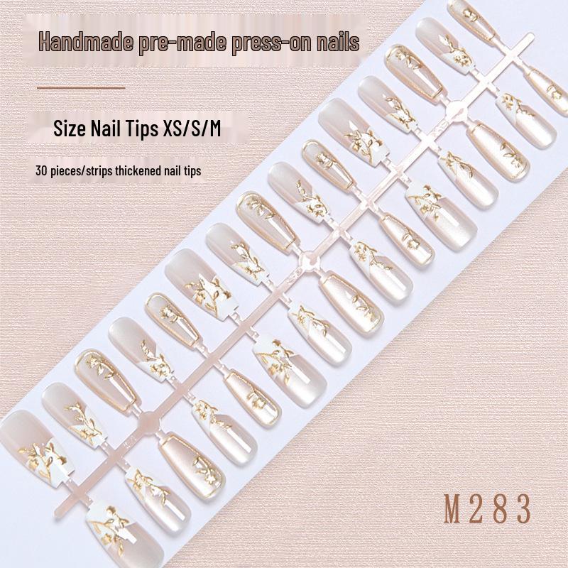 

High-End French Gilded Floral Autumn Nail Art Tips
