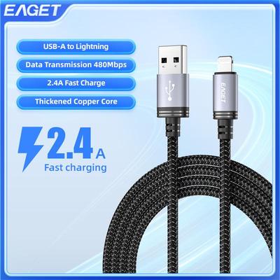 Cable USB-A a Lightning de Carga Rápida para iPhone 14/13/12/12Pro/12ProMax para iPad Airpods