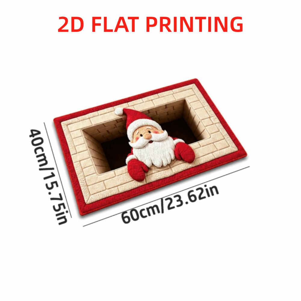 2D Flat Santa Door Mat Faux Cashmere Christmas Bath Mat Decorative Floor Rug  Christmas Home Decor