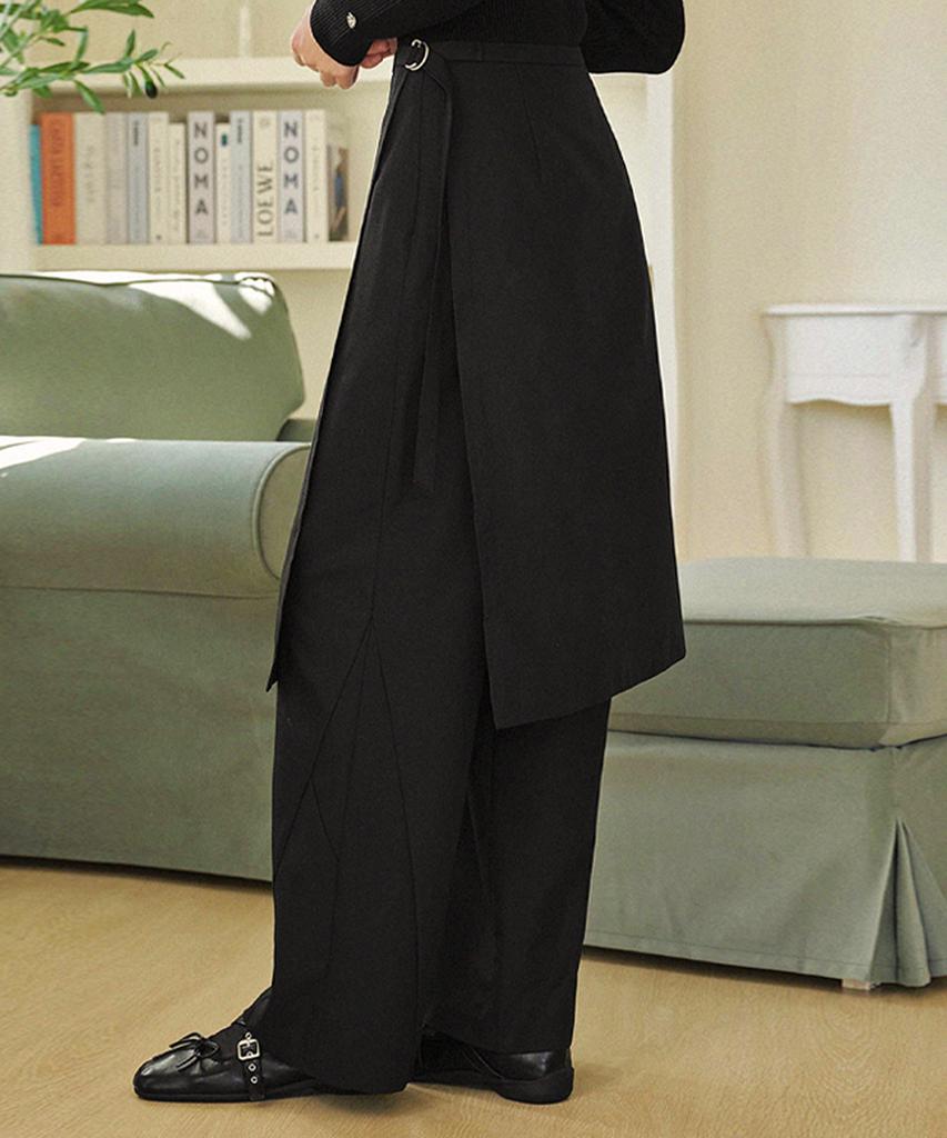 MICANE Ridge Wrap Skirt Layered Slacks