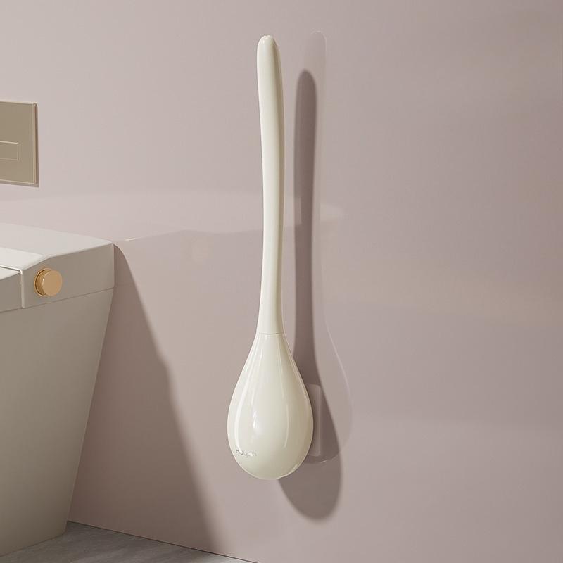 Toilettenbürste, Haushalt Wandmontiertes Badezimmertoilette ohne tote Winkel, Sitz- und Hocktoilettenreinigung, Langstielige Toilettenbürste mit Basis