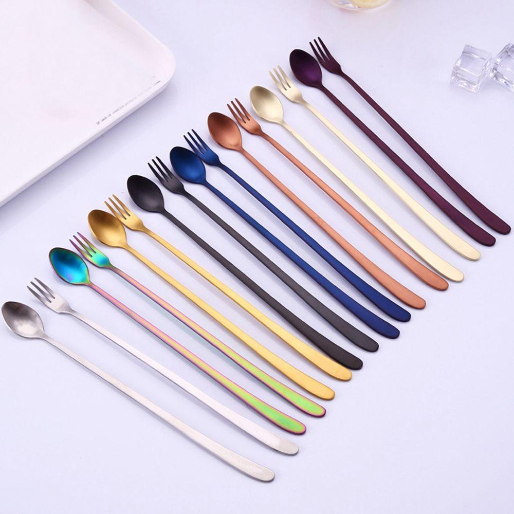 

Eco-Friendly Long Handle Dessert Tea Coffee Kitchen Supplies Stir Spoon Tableware Fruit Fork