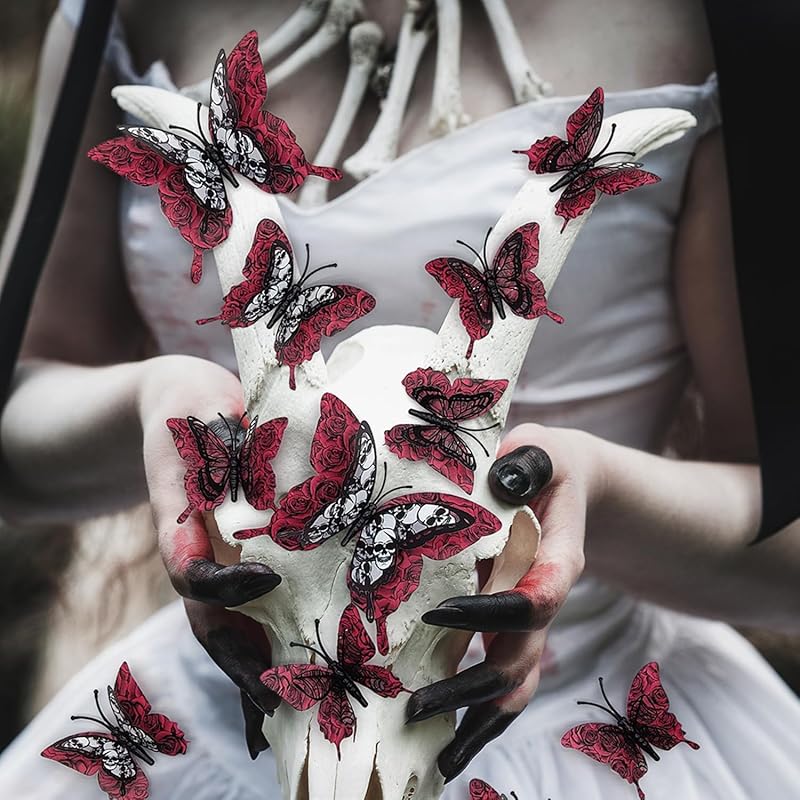 24Pcs Halloween Bat Wall Decor Living Room 3D Halloween Home Decor Gothic Hollow PVC Wall Decorations Horror Black Bat Stickers for Classroom Decor