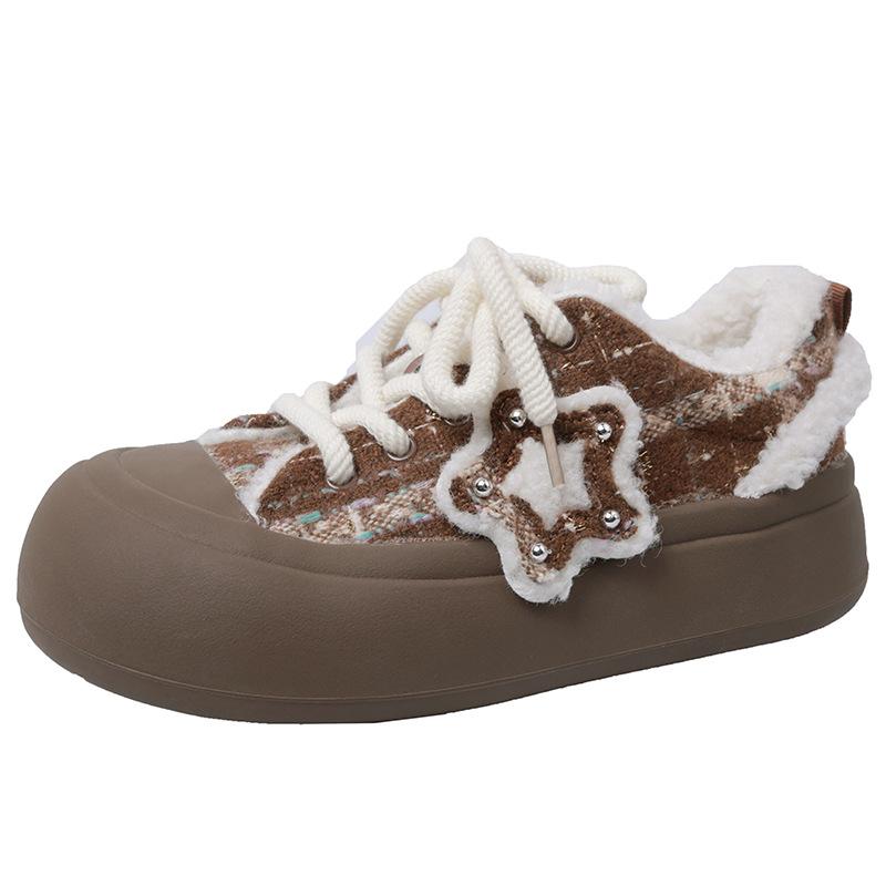 Thick sole simple casual versatile velvet thickened baseplate shoes women's 2025 new autumn and winter warm light sports shoes
