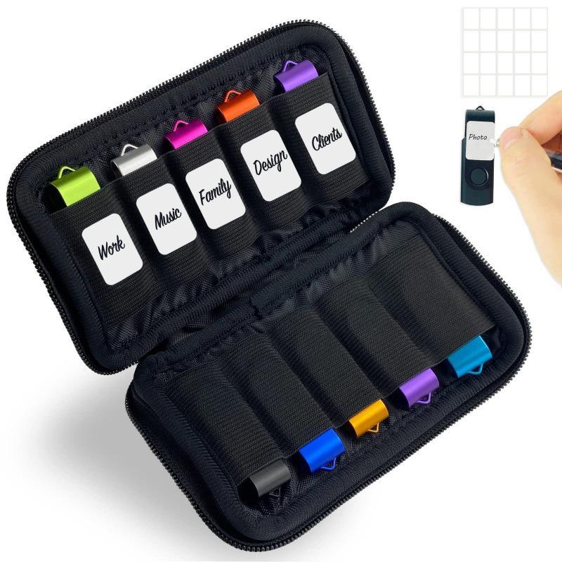Multi-Purpose USB Flash Drive Storage Case Shockproof Hard EVA Holder Fits 20 Thumb Drives Small Gadgets for Travel Office Home Use