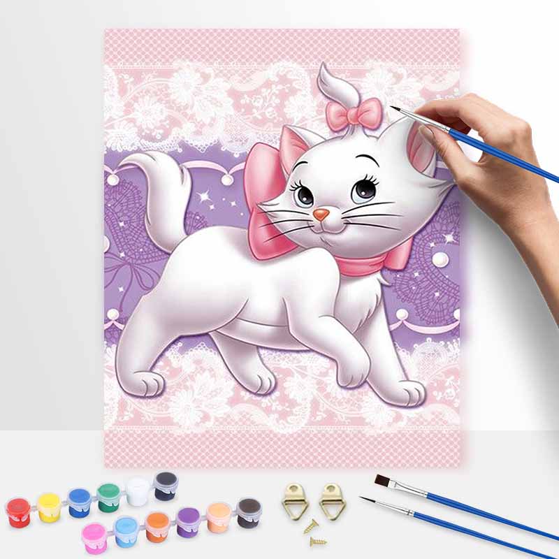Disney oil painting Marie cat handmade diy art painting home decoration 30x40cm