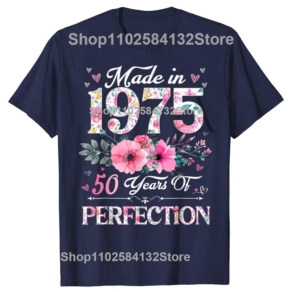 50-årsdagspresenter Män Kvinnor 50 År Gammal Vintage 1975 Party T-shirt Kvinnor Män Kläder Streetwear Grafiska T-shirts Toppar