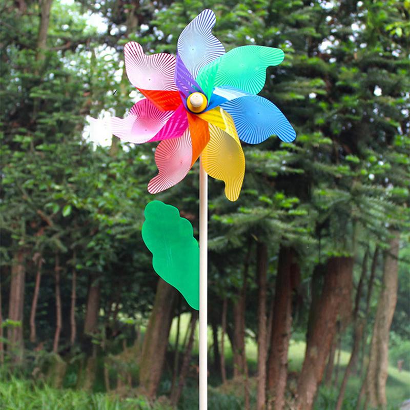 Beautiful 32Cm Wood Garden Yard Party Windmill Wind Spinner Ornament Decoration