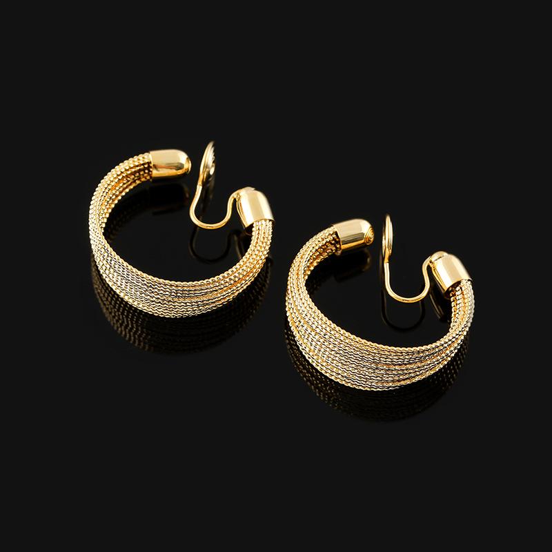 

EH672 Европейский и американский металлический стиль клипсы для ушей без прокола с москитной спиралью - Большое кольцо с серебряной иглой